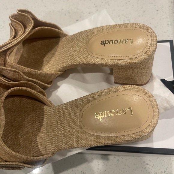 Larroude Tan Ruffle Heels - Picture 4 of 8